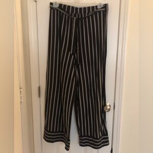 Black & White Striped Wide Leg Stretch Pants